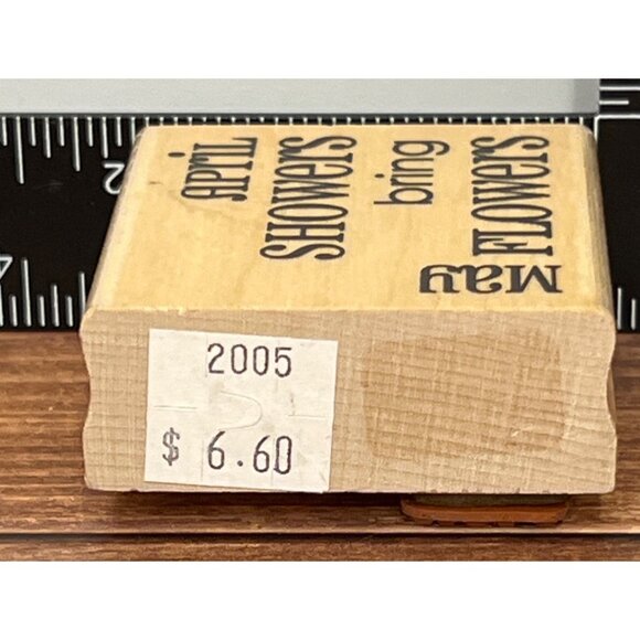 3303F April Showers Bring May Flowers Penny Black Wood Mounted Rubber Stamp Rain - Picture 5 of 5